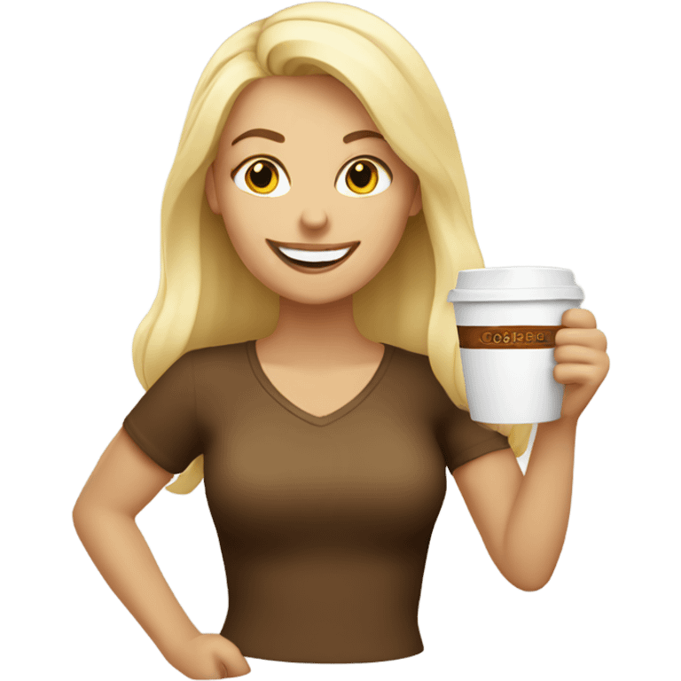 smiling blonde with coffee cup emoji