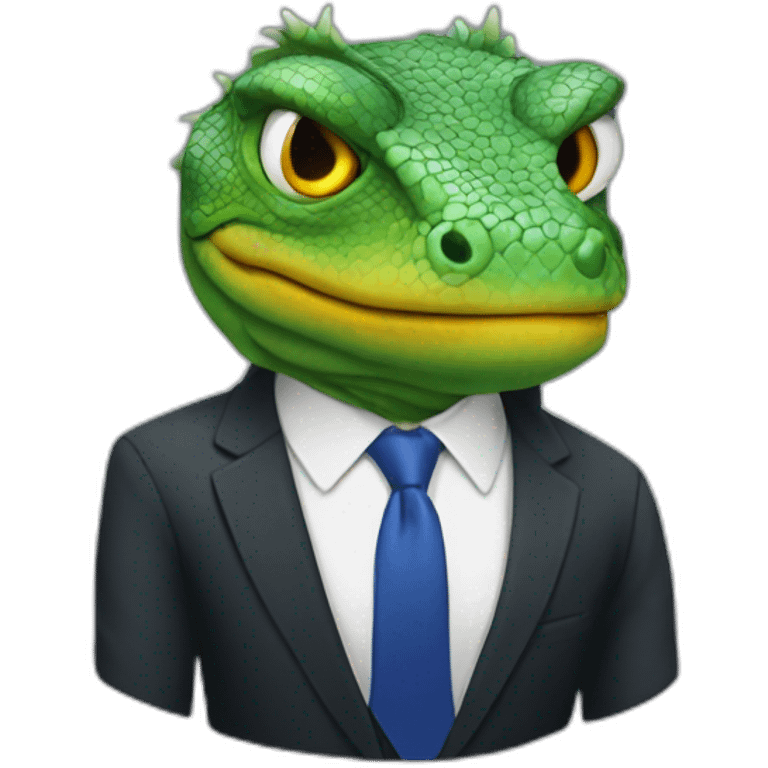 Donald Trump as a lizard with wig and suit emoji