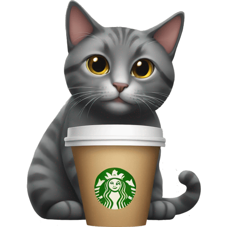 cat holding starbucks emoji