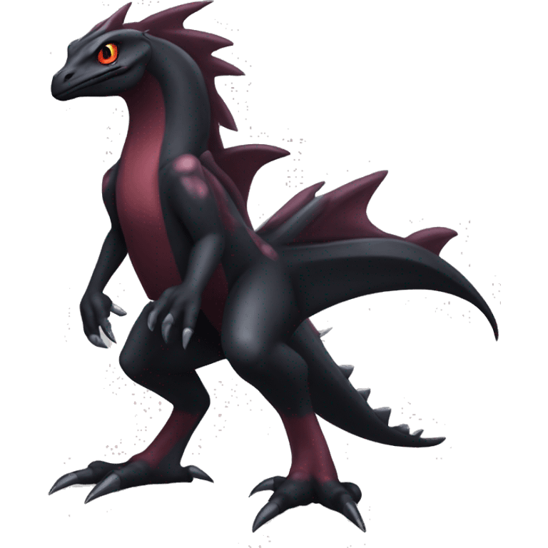 cool edgy black and maroon Dark-type nargacuga Salazzle  Salandite Pokémon full body emoji