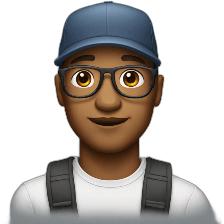 cartoon portrait of a designer wearing a cap and hat emoji