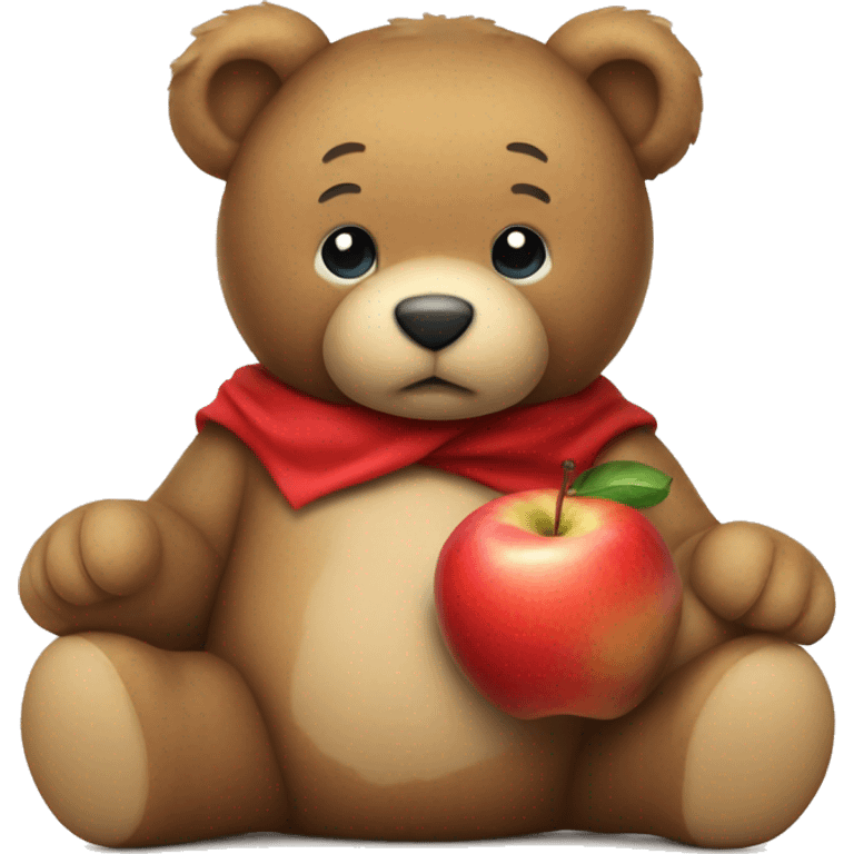 Teddy bear holding red apple emoji