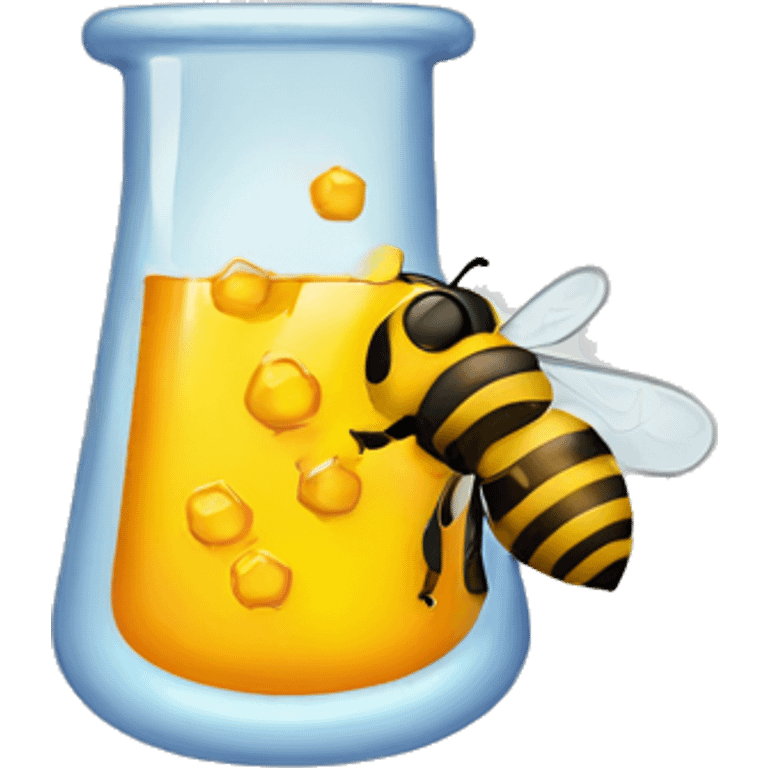 chemistry beaker with honey and bees emoji