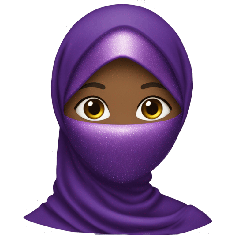 African Muslimah wearing glittery purple niqab emoji