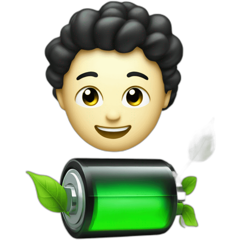 Fully charged green Battery with black rose  emoji