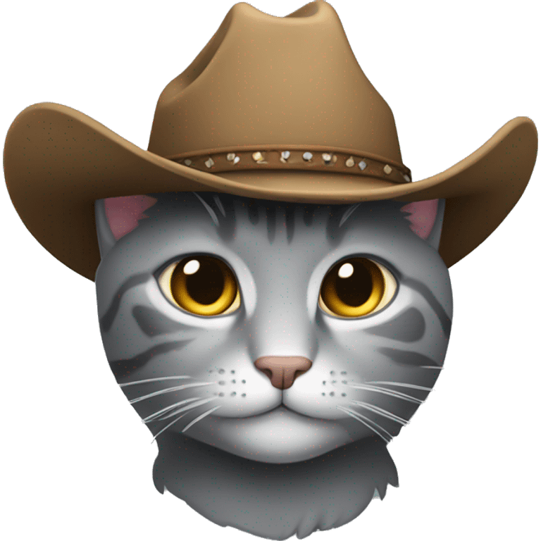 A grey cat with a cowboy hat on emoji