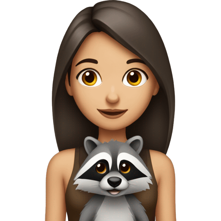 Brunette girl with raccoon  emoji