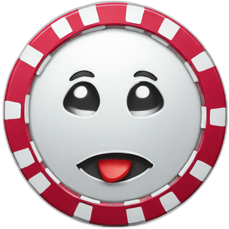 a casino chip mascot with cartoon face emoji