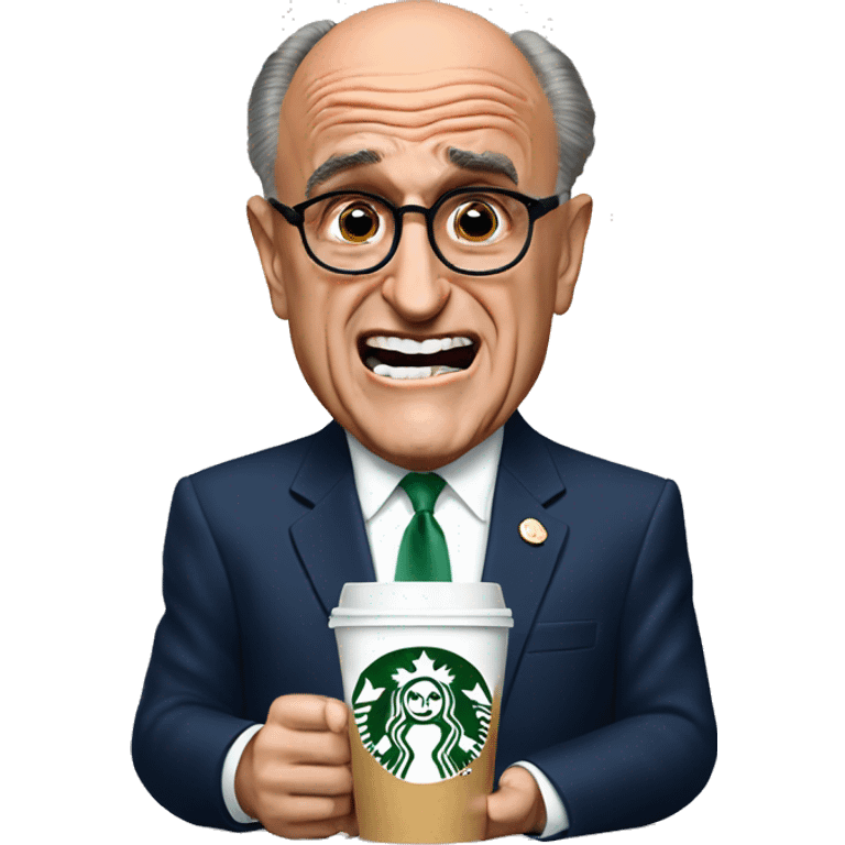 Rudy Giuliani crying with Starbucks emoji