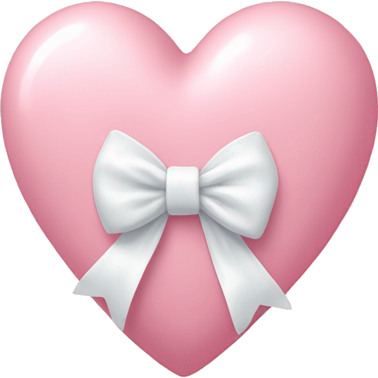 Pastel pink heart with white bow emoji