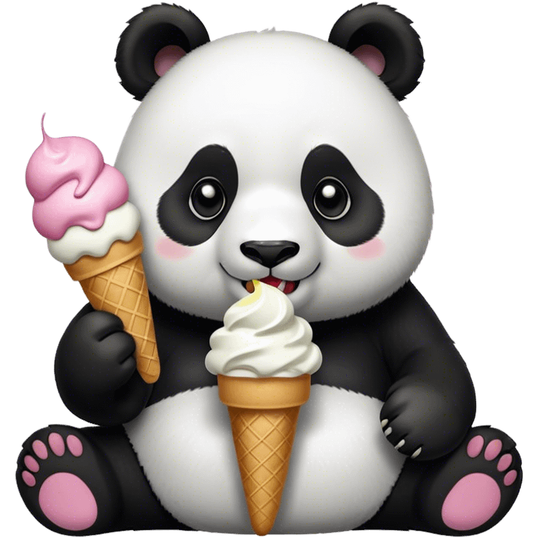 Panda eating ice cream emoji