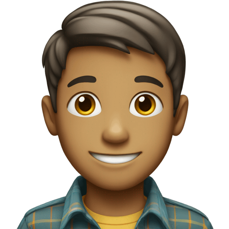 smiling boy in plaid shirt emoji