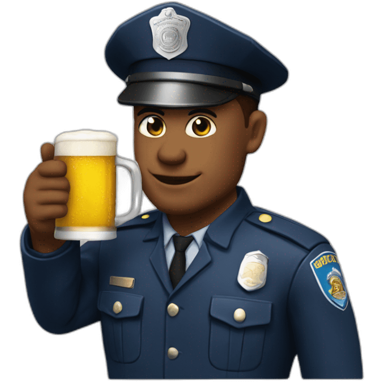 Policeman drinkinh beer emoji