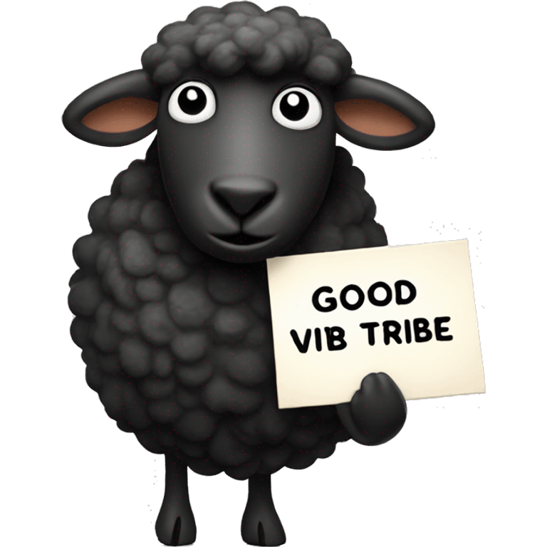 Black sheep holding sign saying “GOOD VIBE TRIBE” sign emoji