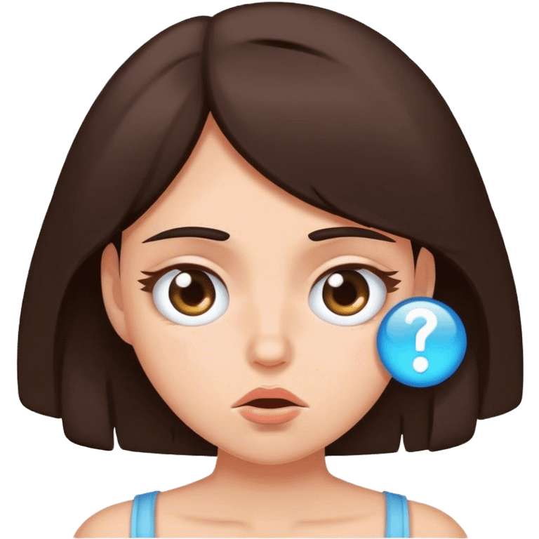 Dizzy brunette girl with sleepy eyes and cold emoji