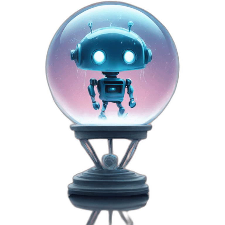 thunderstorm and robot in a glass globe emoji