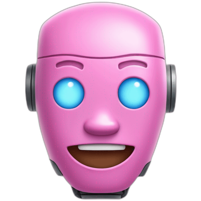 Robot with pink cheeks and smiling emoji