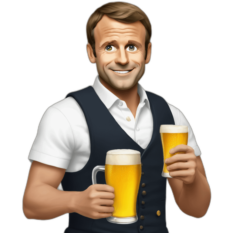 Emmanuel Macron with beer emoji