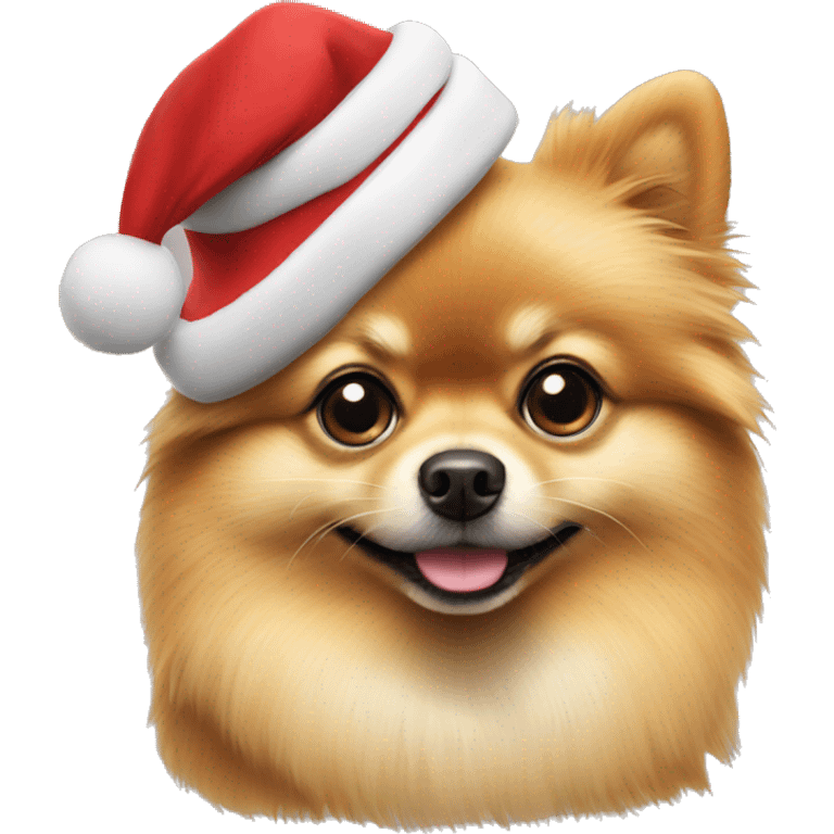 Pomeranian wearing a Christmas cap  emoji