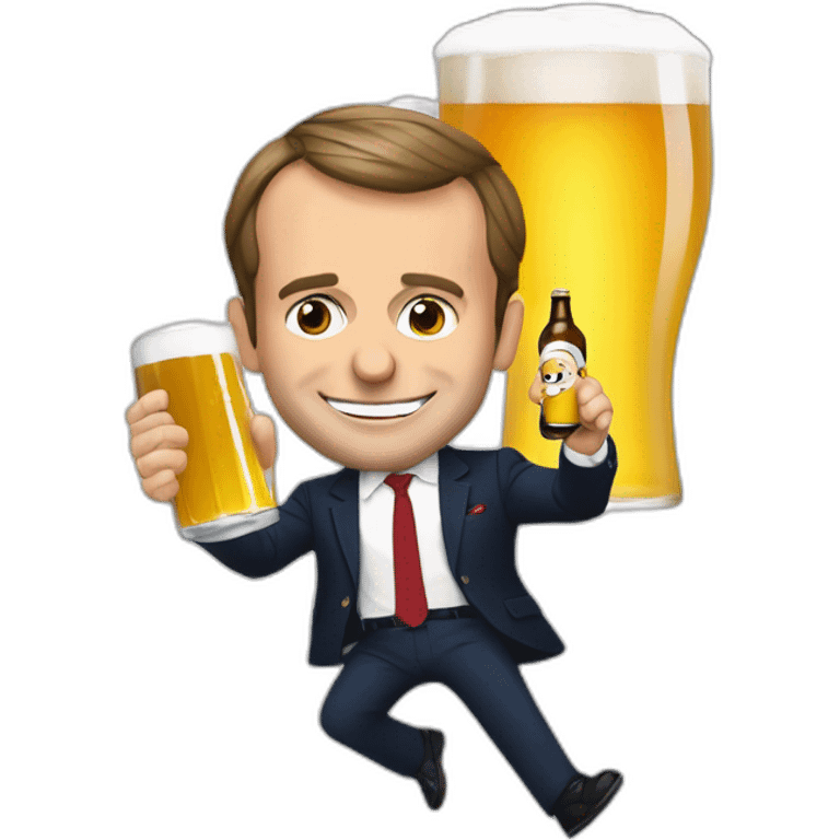 Emmanuel Macron qui boit une bière emoji