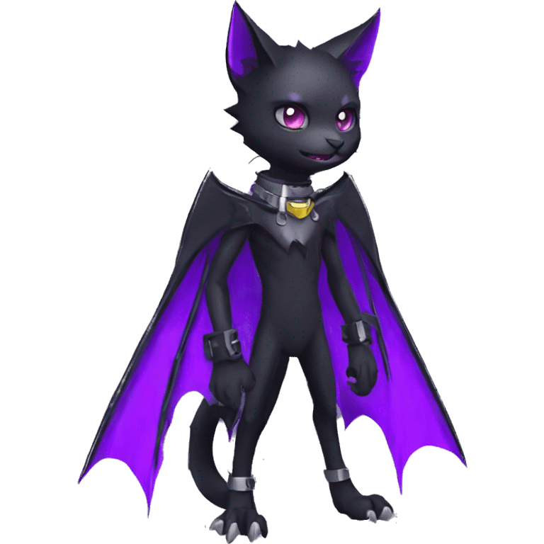 cool edgy black punk Purple nargacuga-bat-cat-Fakemon collar full body emoji