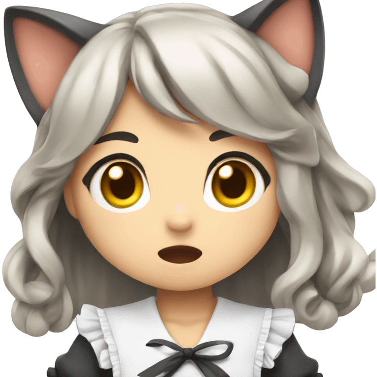 Shocked Chibi cat maid emoji