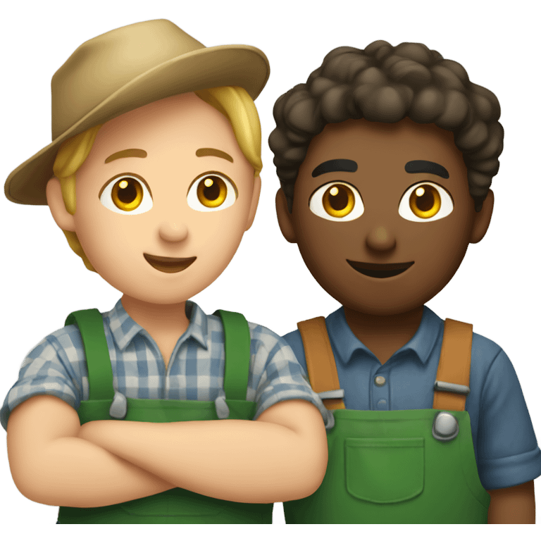 Farmer and student working together emoji