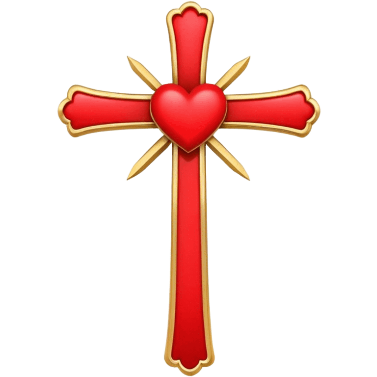 Two red  hearts around  a simple gold cross  emoji