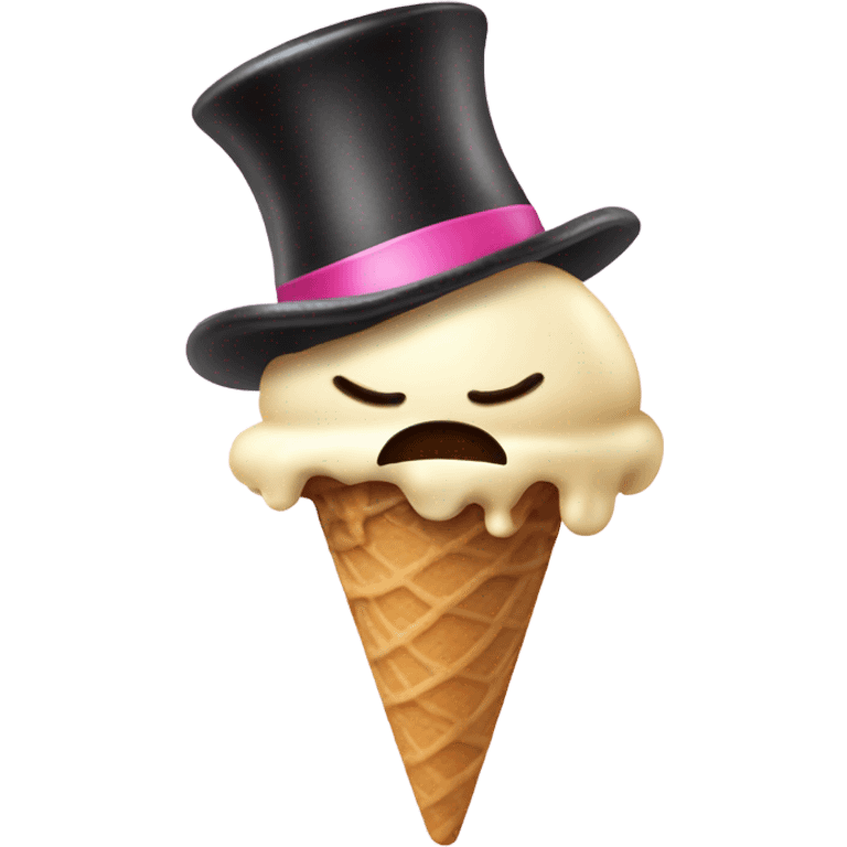 Melting ice cream with tophat emoji