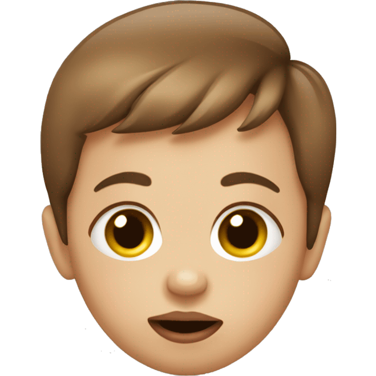 Baby with brown hair and a dummy in a mouth emoji