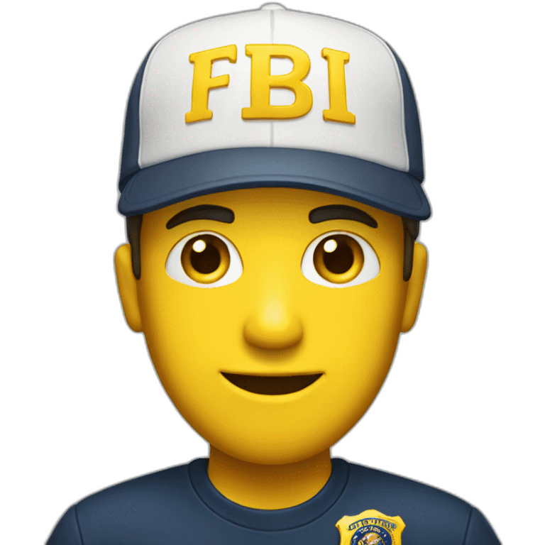 man with yellow "FBI" letters on his cap emoji