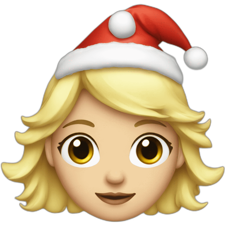 Blond girl with Christmas hat emoji