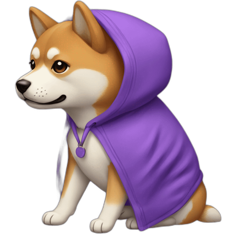 shiba inu with purple hoodie emoji