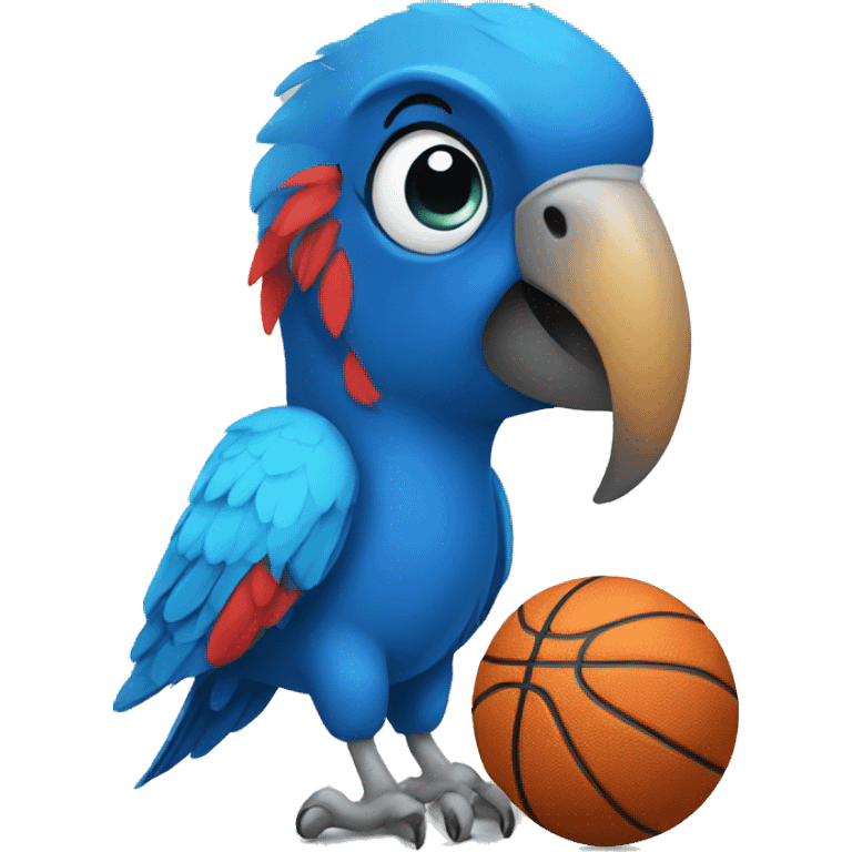 Blue parrot playing basketball emoji