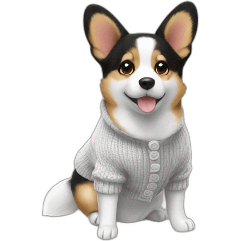 Black and white corgie cardigan without brown emoji