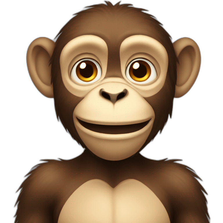 monkey cartoon with a smile and a small tear on his right cheek emoji