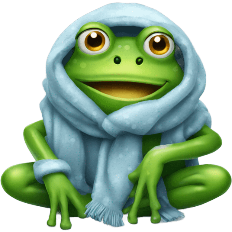 Funny frog who is cold emoji