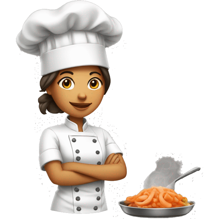 A chef  cooking her own food  emoji