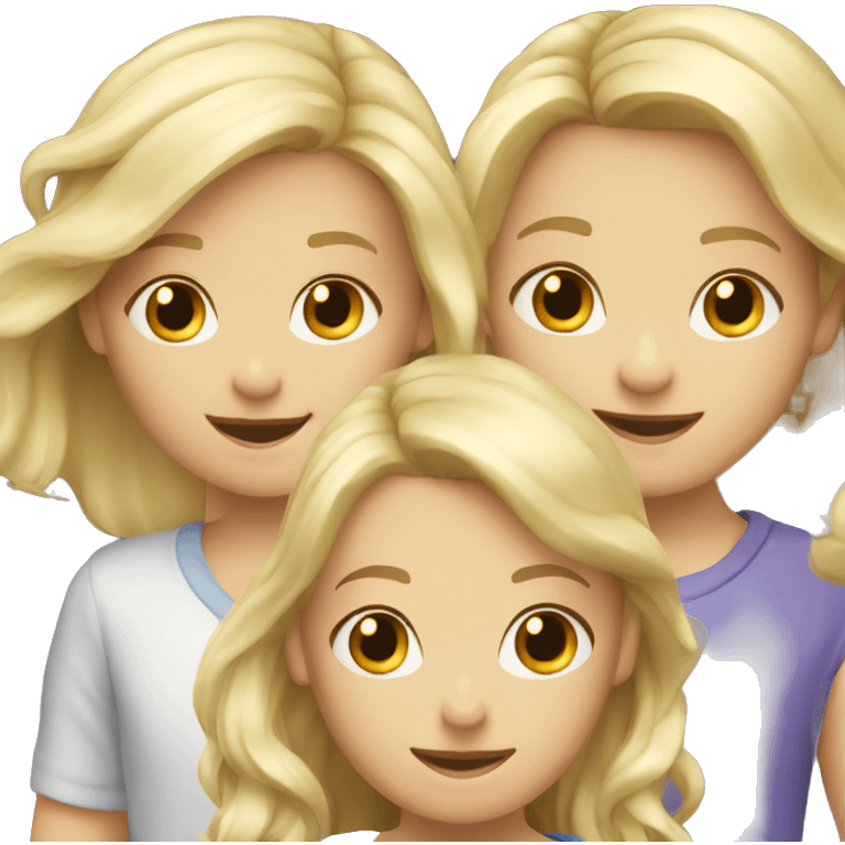 3 Caucasian blonde children playing emoji