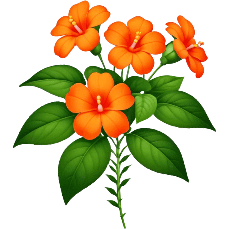 luxuriant, big bouquet Orange Impatiens, stem, leaf emoji