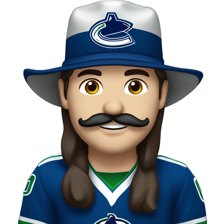 handsome brunette vancouver Canucks fan with moustache and hat emoji