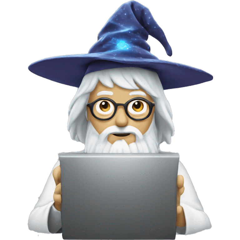 wizard coding computer with magic emoji