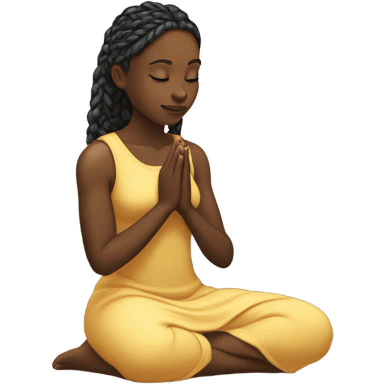 Black girl praying on knees emoji