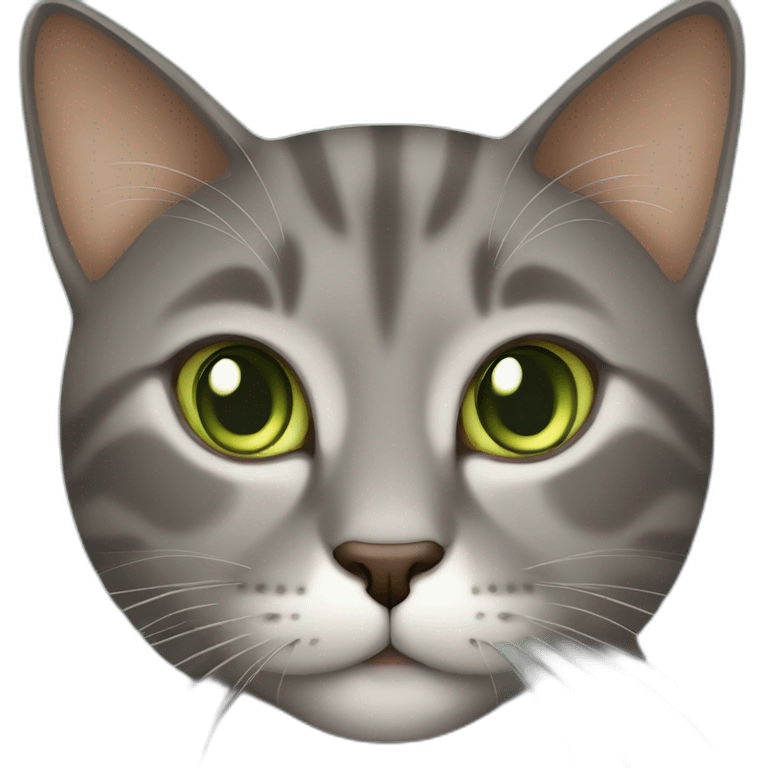 a brown-gray cat with light green eyes and the inscription "When is coffee?" emoji