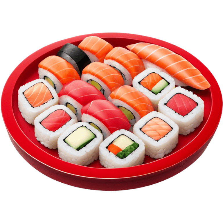 Sushi Cinematic Realistic Sushi Dish Emoji, depicted as one or two artfully arranged pieces of fresh sushi, rendered with delicate textures and subtle, natural lighting that highlights its refined simplicity. emoji