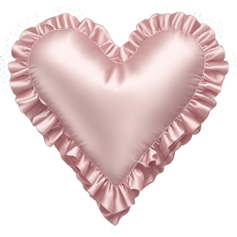 Light pink silk heart shaped pillow with ruffles emoji