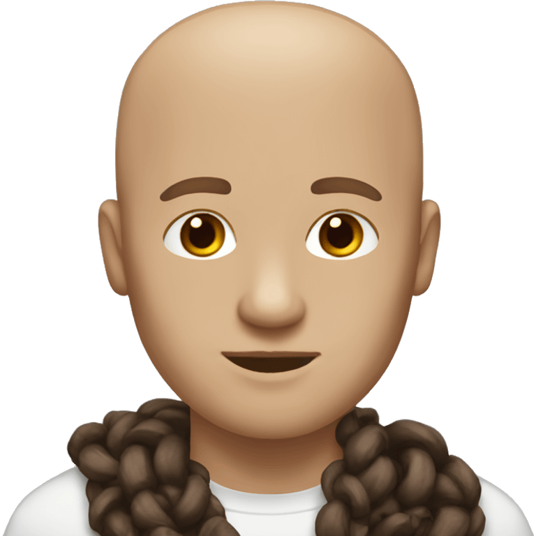 Brown bald man with chain hair white woman long brown hair emoji