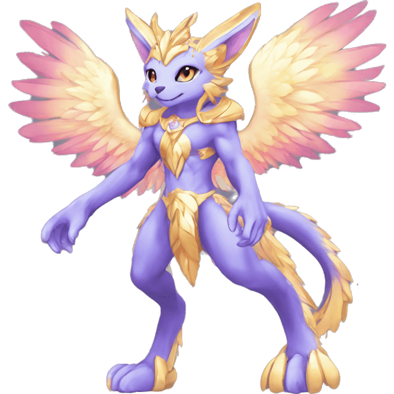 Anthro Sona Colorful Godly Celestial Shiny Fakemon Fantasy Creature Full Body emoji