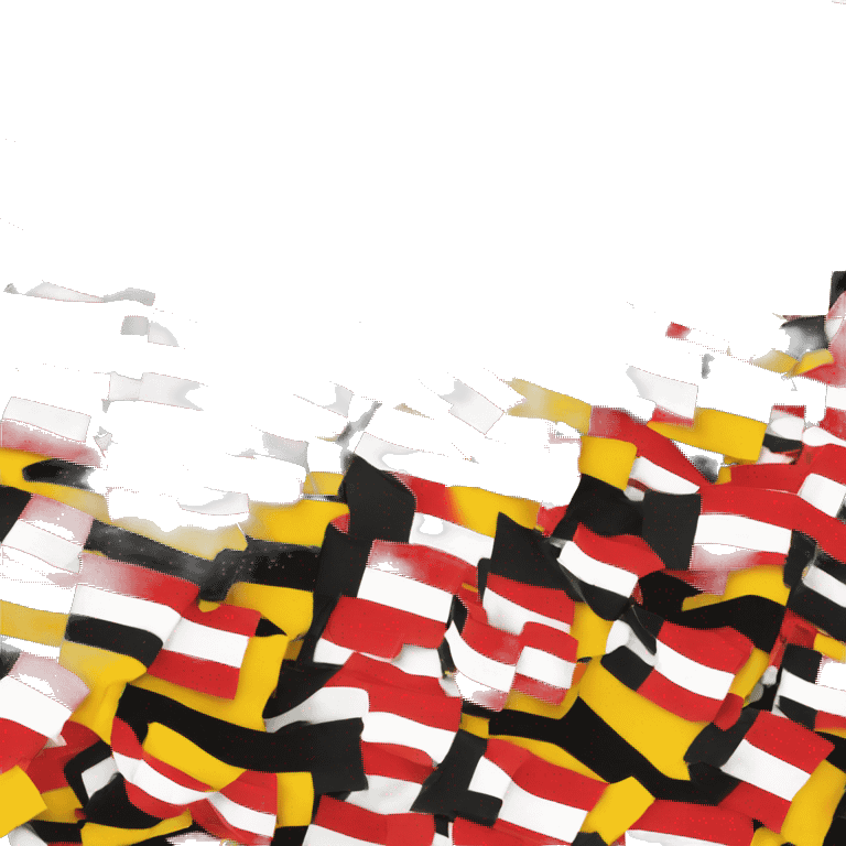 A flag with black on top yellow circle in middle and red on bottom emoji