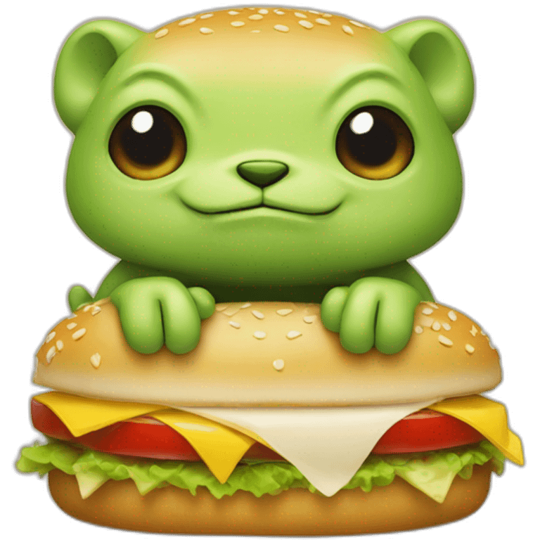 Grogu qui mange un hamburger emoji